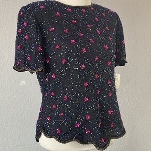 Paper Boutique Evening 100% silk Blouse top Sz L